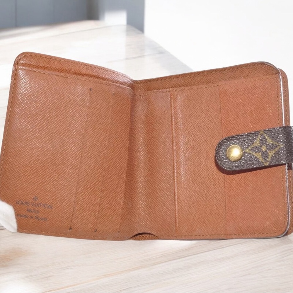 Louis Vuitton LV Monogram Bi-Fold Wallet Leather PVC Brown Used Auth 8B12330 - Picture 9 of 12